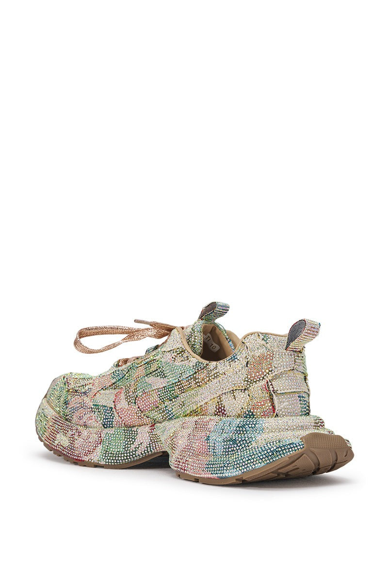 AKIRA GOLD MORA MULTI FLORAL RHINESTONE SNEAKER
