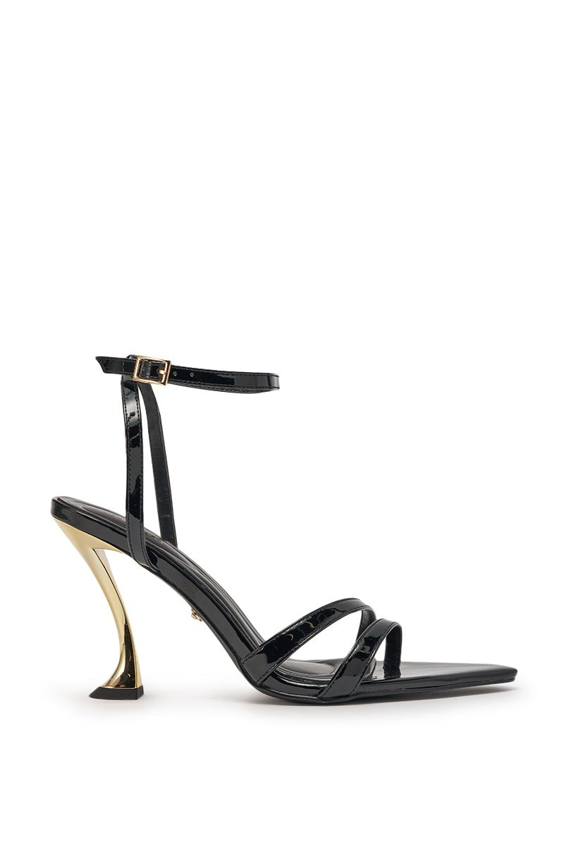 AKIRA GOLD MARKOVA BLACK POINTED TOE STILETTO