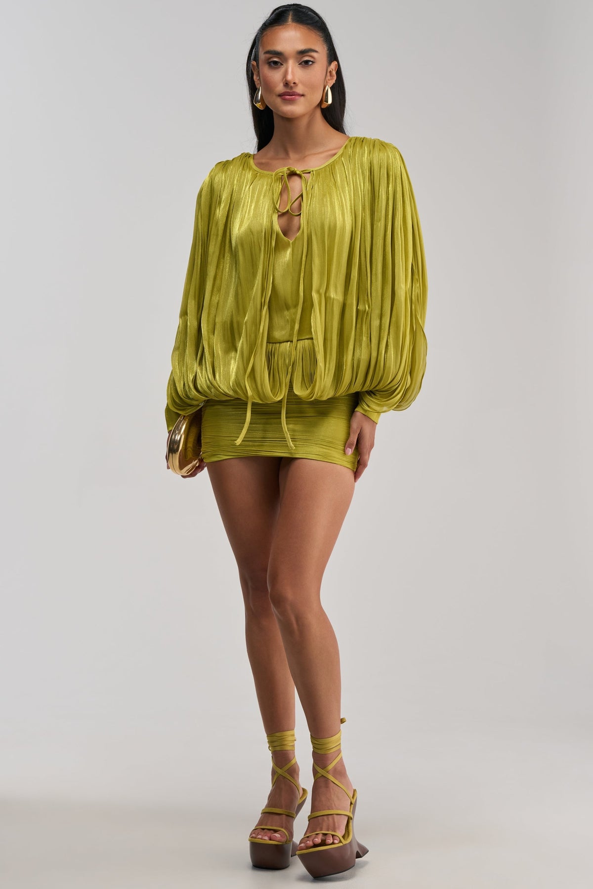 CLASSY AND CUTE CHIFFON MINI DRESS IN GREEN