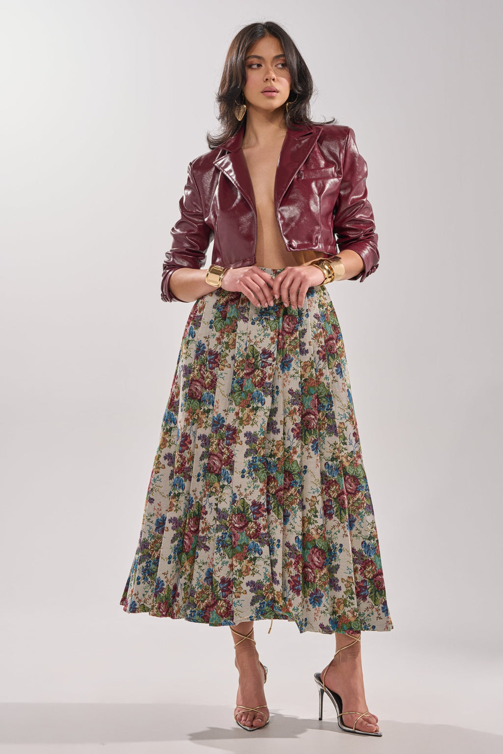 PENNY CROPPED FAUX LEATHER BLAZER