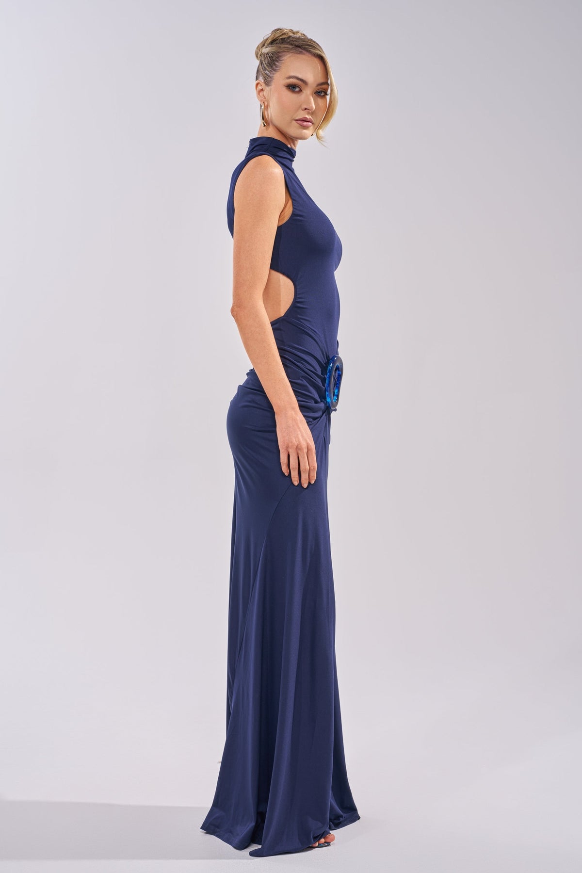 BE MY DATE BODYCON MAXI DRESS IN NAVY