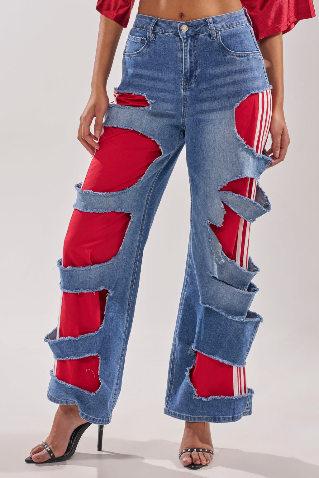 LEXIE LOW RISE DENIM TRACK PANT