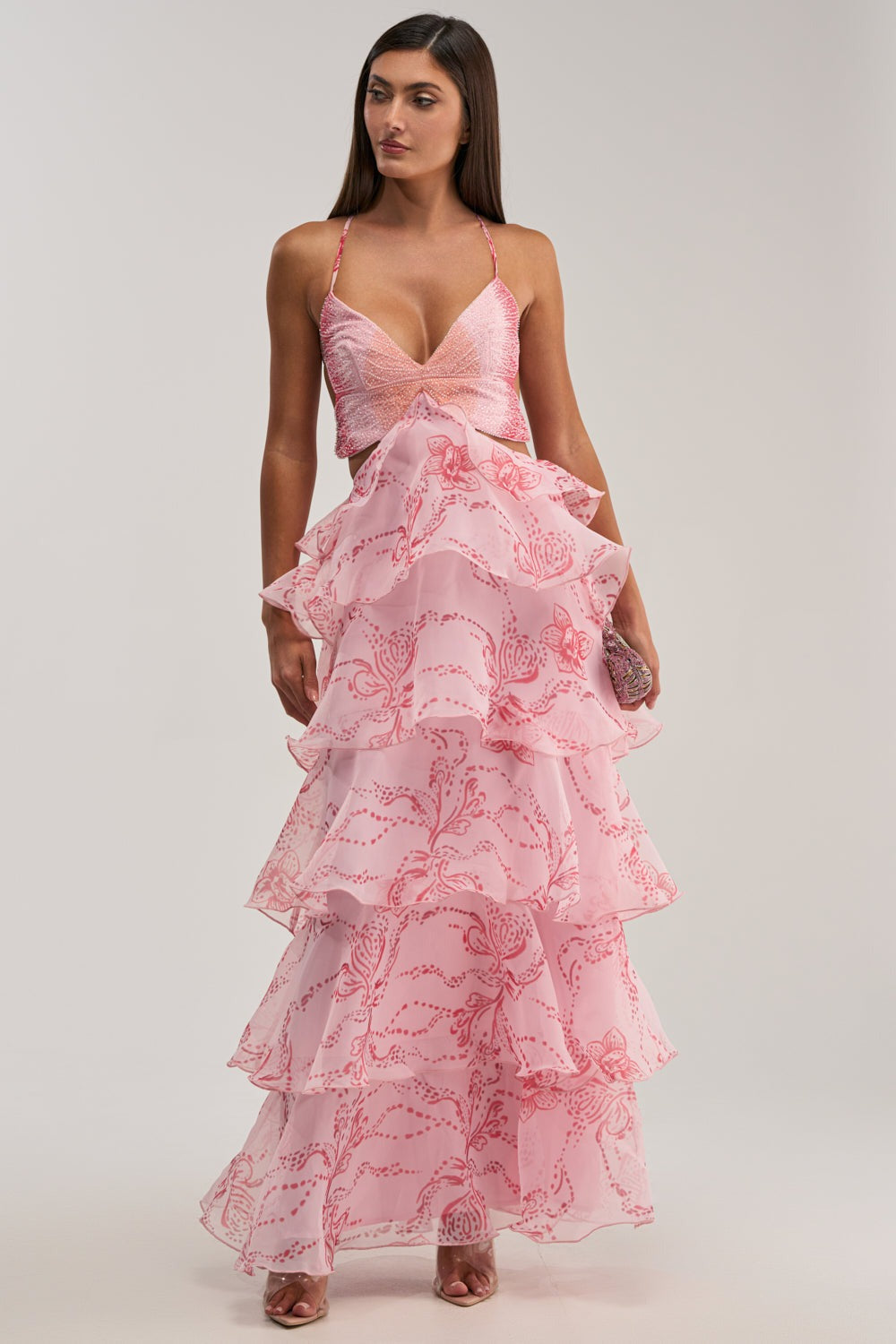 DON'T WAIT UP FLORAL CHIFFON MAXI DRESS