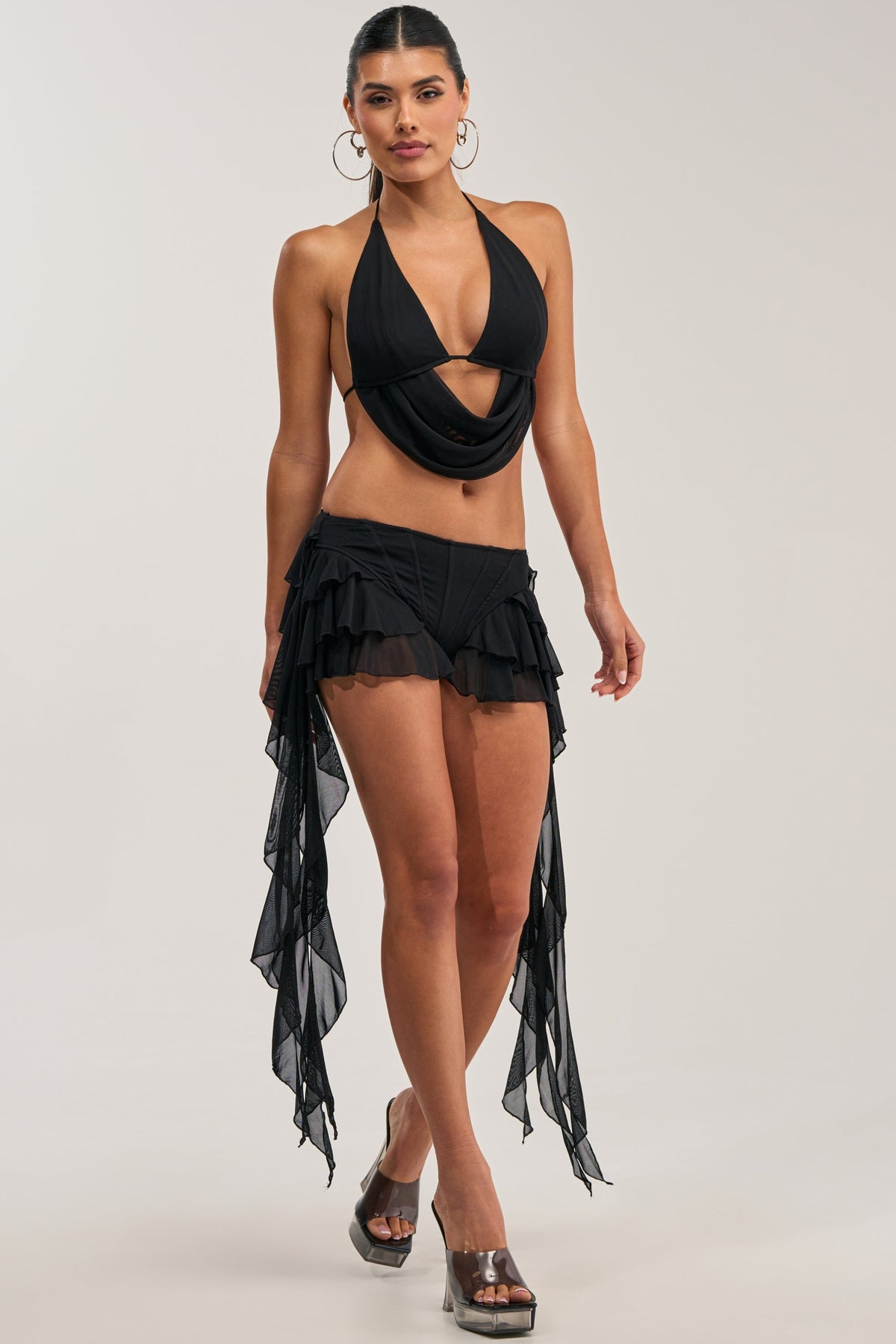 FESTIVAL QUEEN MINI SKIRT IN BLACK