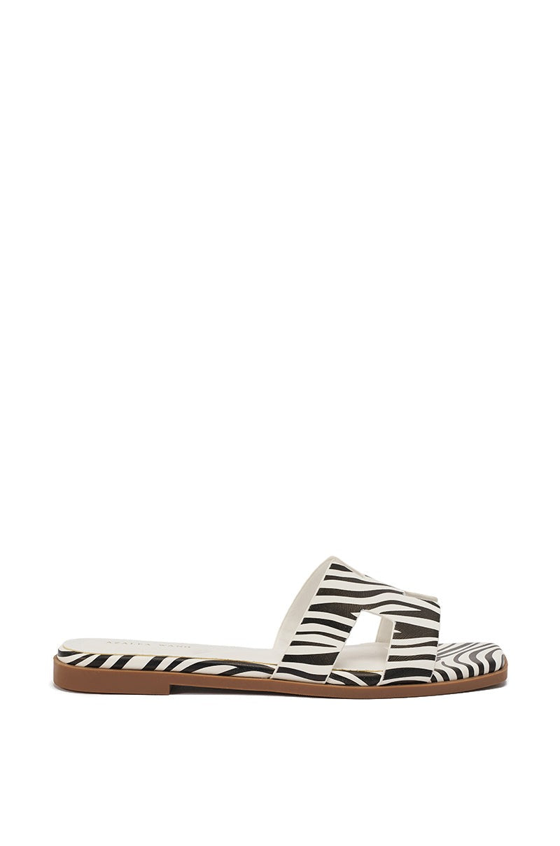 AKIRA HOWDY ZEBRA SLIP ON FLAT SANDAL