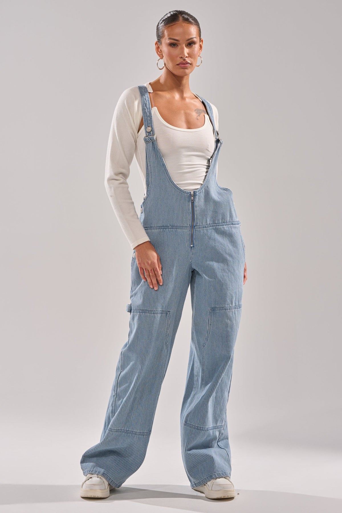 HAMPTONS STRIPED CARPENTER OVERALLS