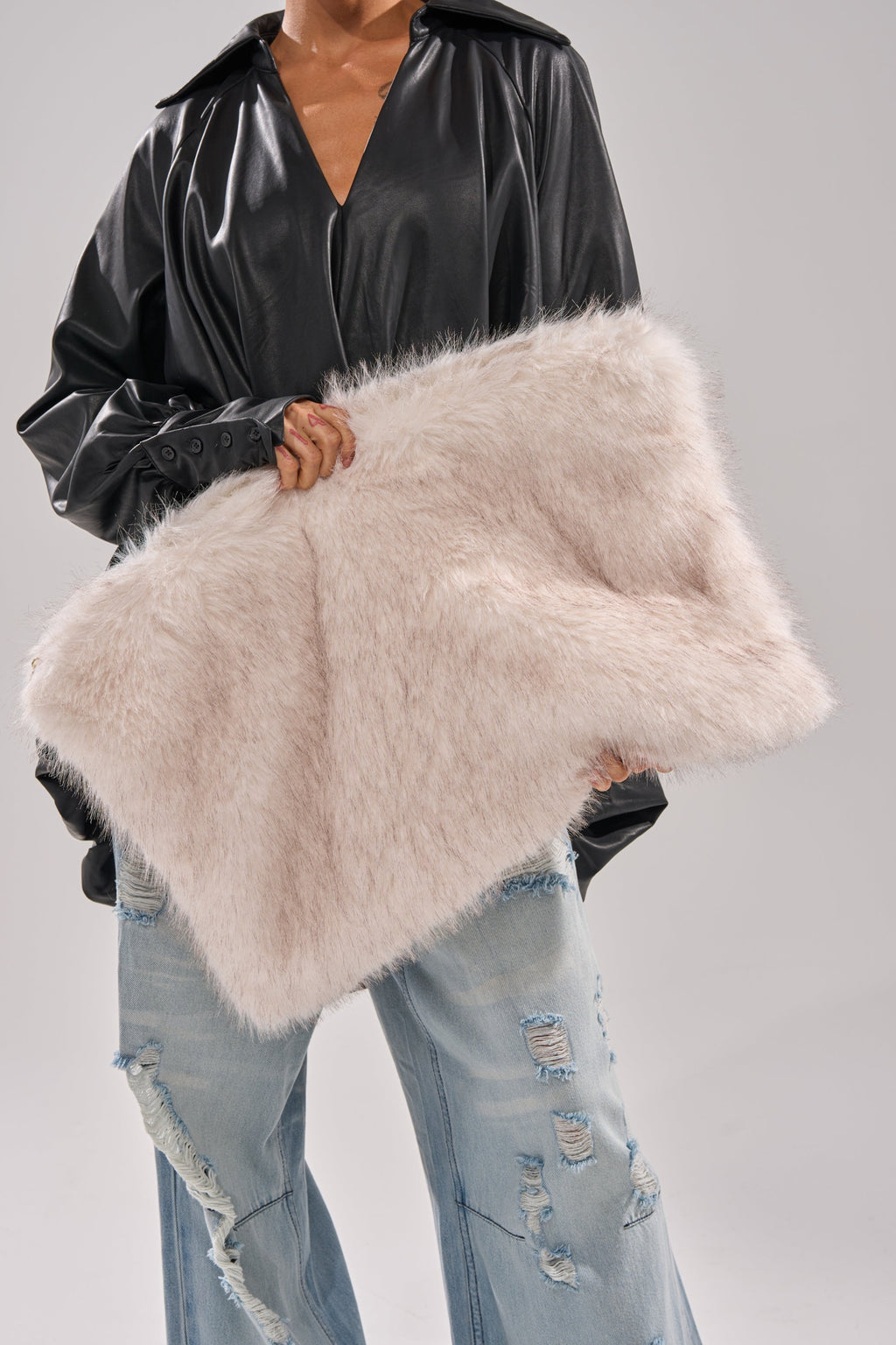 CRU FAUX FUR OVERSIZED CLUTCH