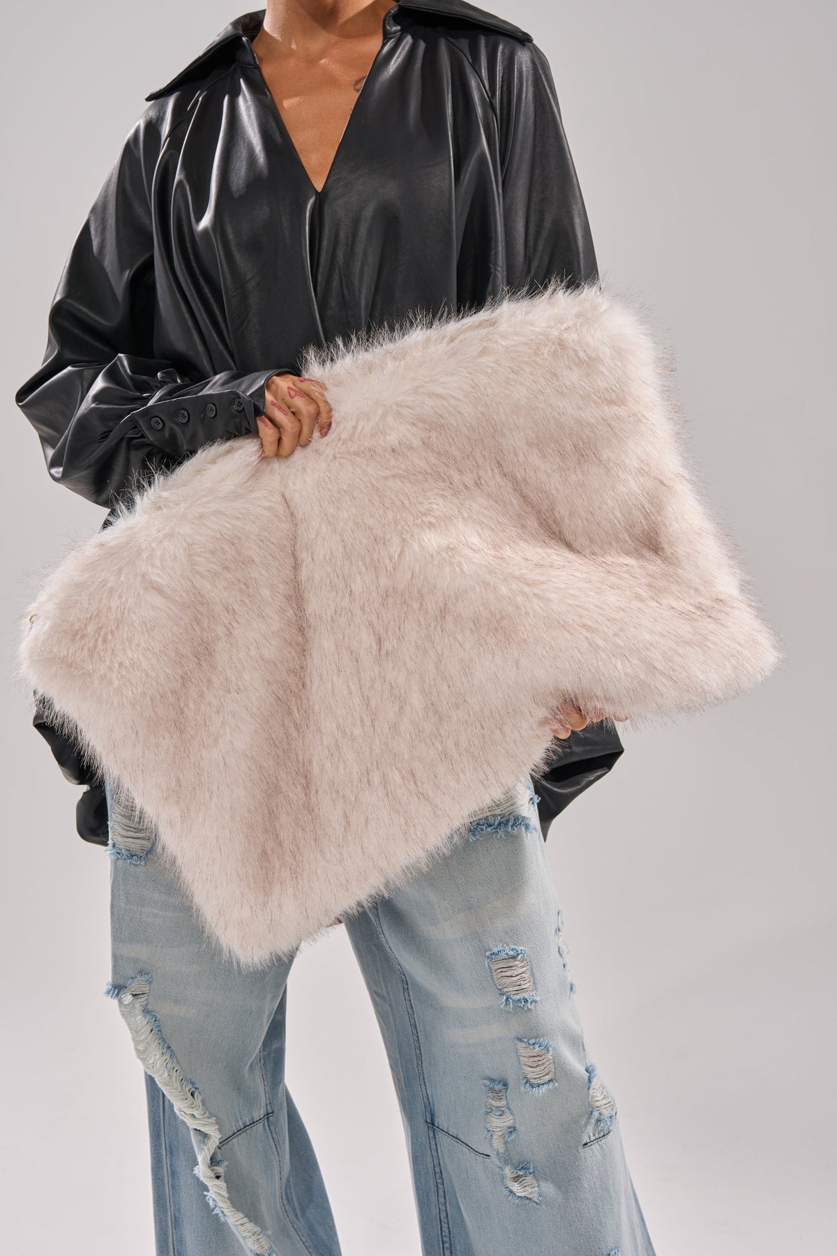CRU FAUX FUR OVERSIZED CLUTCH