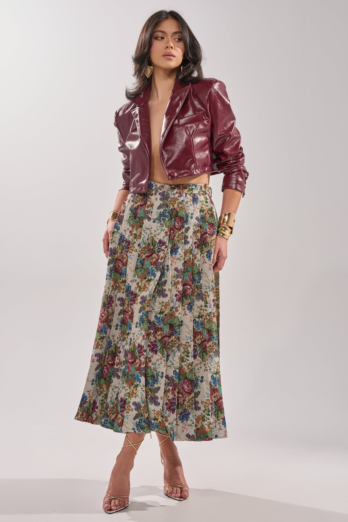 PENNY CROPPED FAUX LEATHER BLAZER
