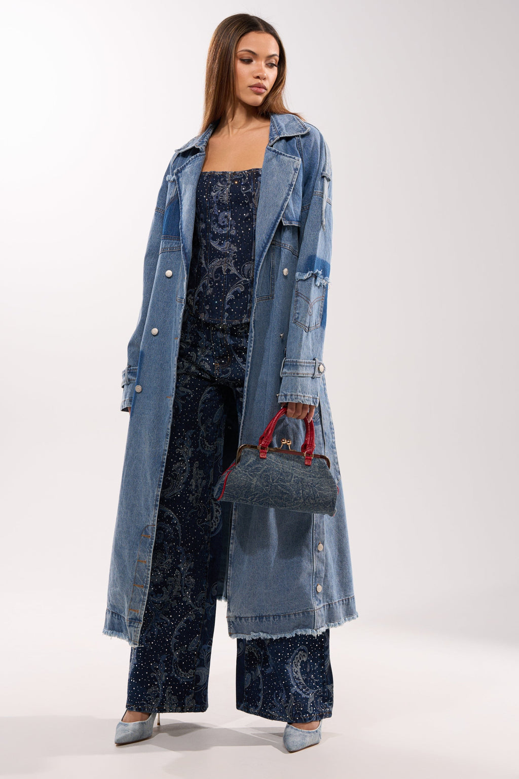 RILEY PATCHWORK DENIM TRENCH