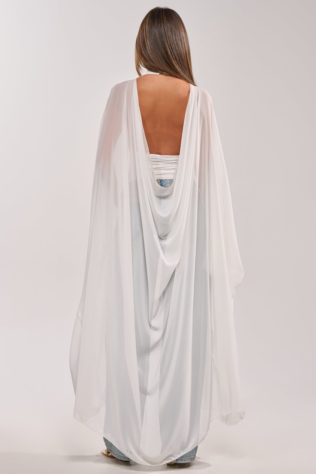 ADDAMS CAPE BODYSUIT IN WHITE