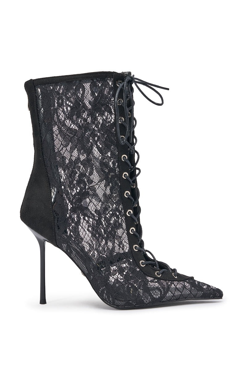 AZALEA WANG VIRTUOSO BLACK LACE STILETTO BOOTIE