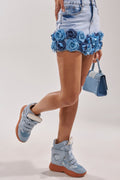 MARANTO BLUE WEDGE FAUX SUEDE SNEAKER
