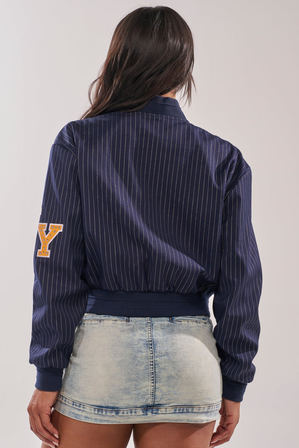 COURTSIDE PINSTRIPE BOMBER