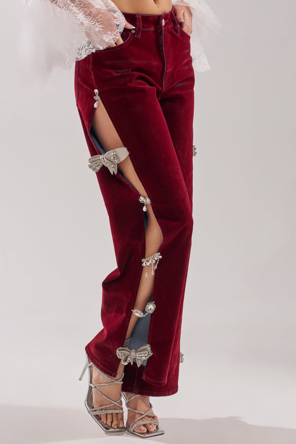 COVERED IN DIAMONDS RELAXED VELVET DENIM