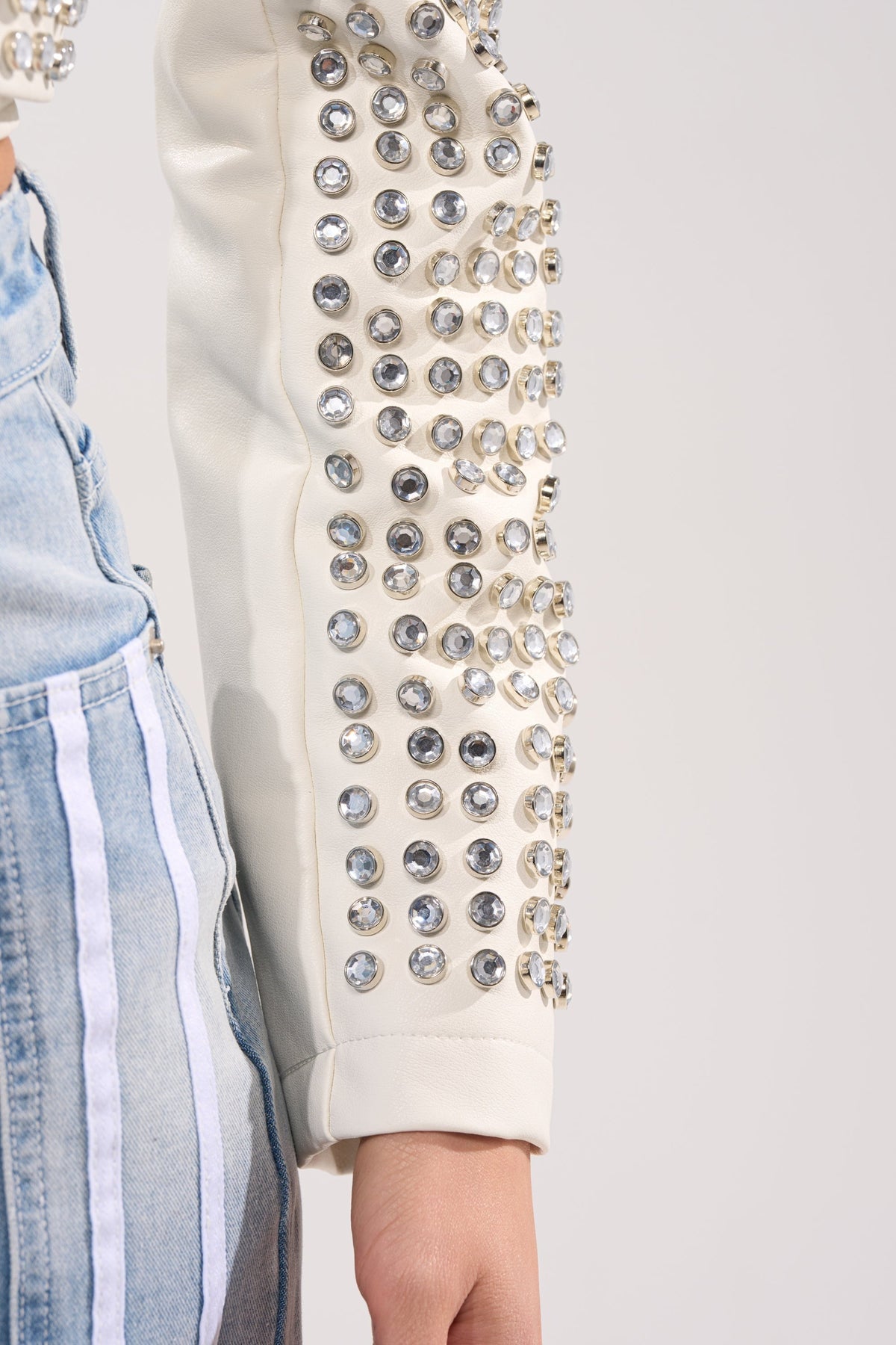 DEMI EMBELLISHED MOTO IN WHITE
