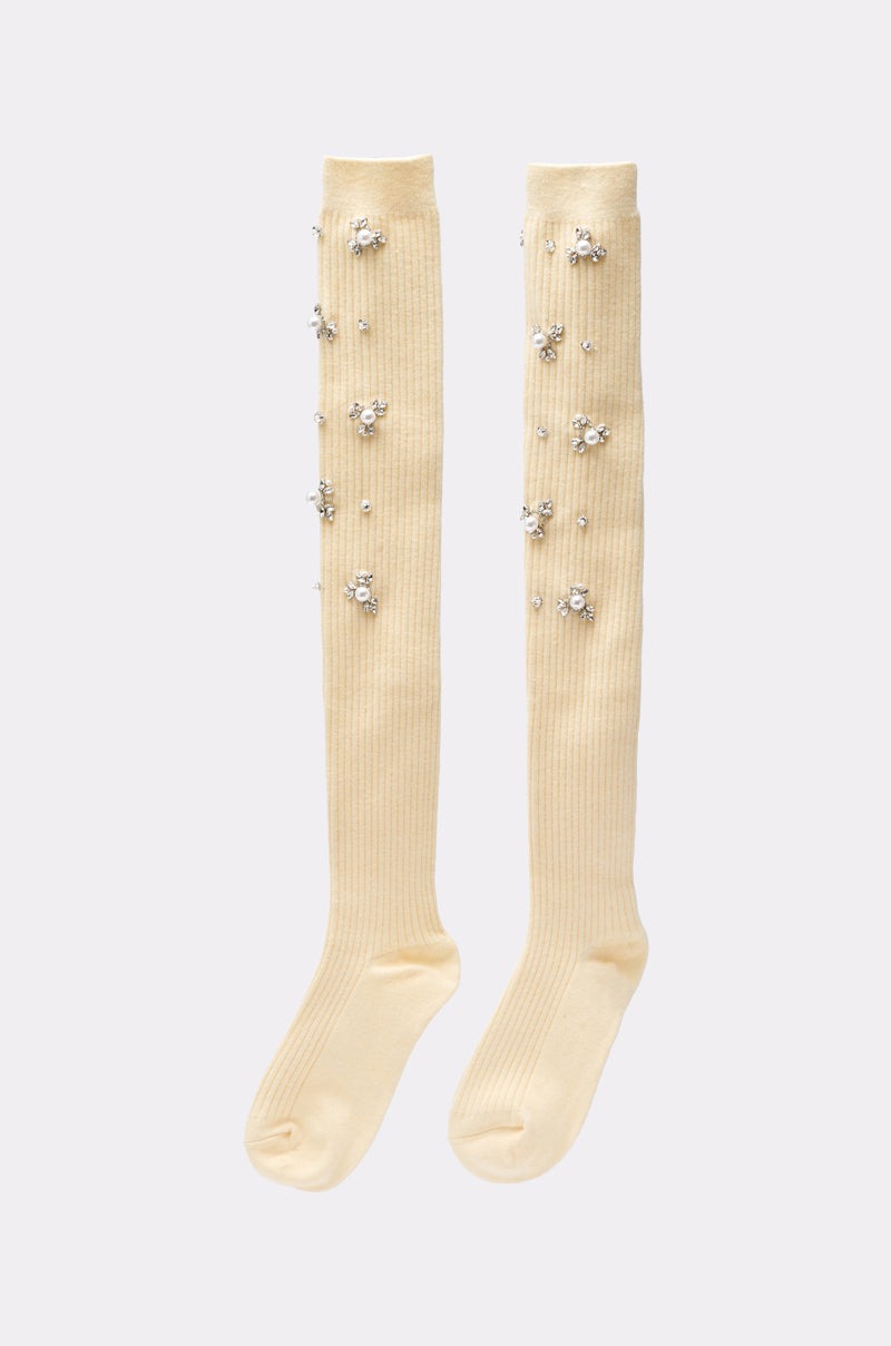 COCO EMBELLISHED SOCKS IN CREAM