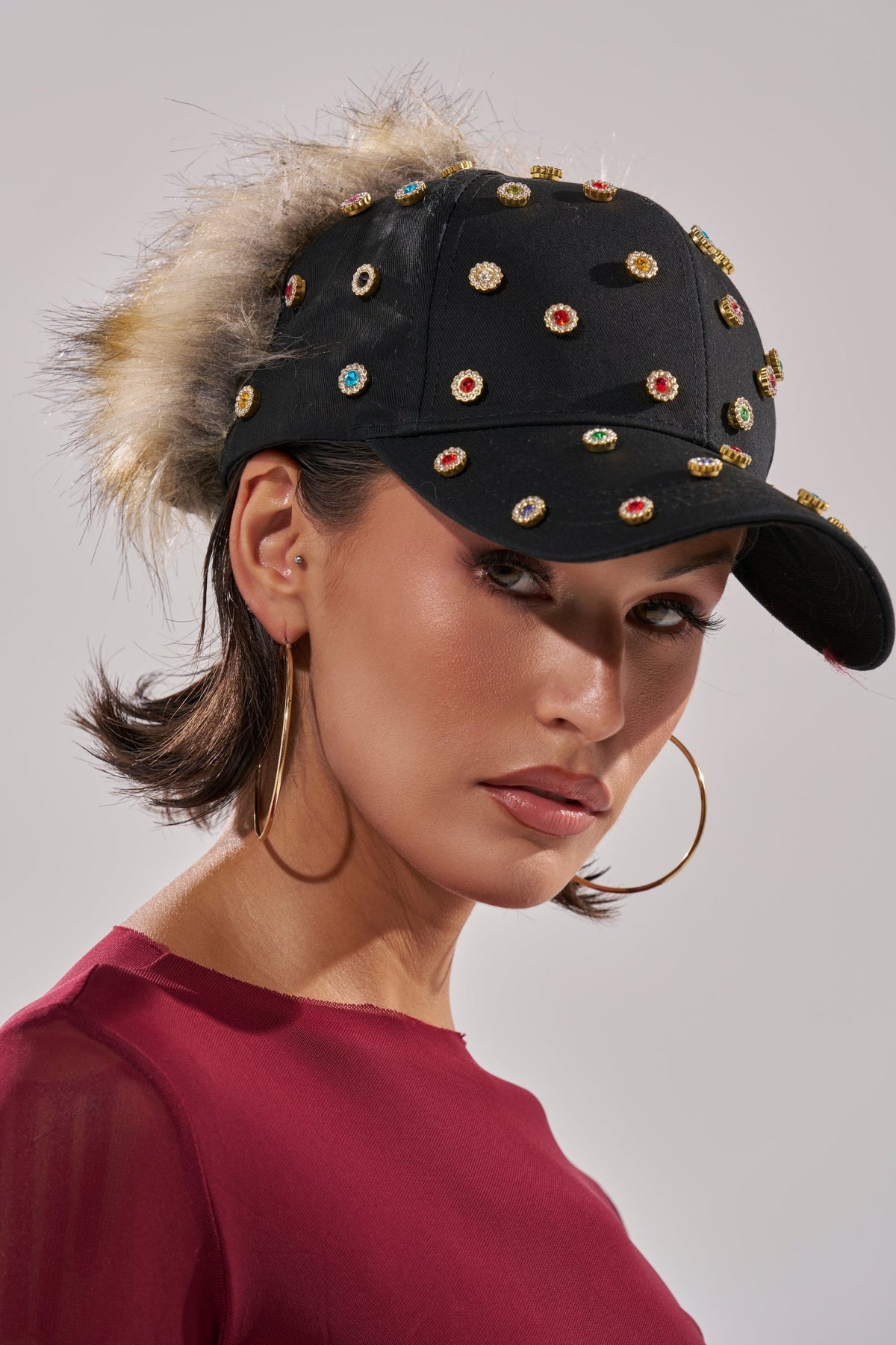 TJ FAUX FUR EMBELLISHED HAT