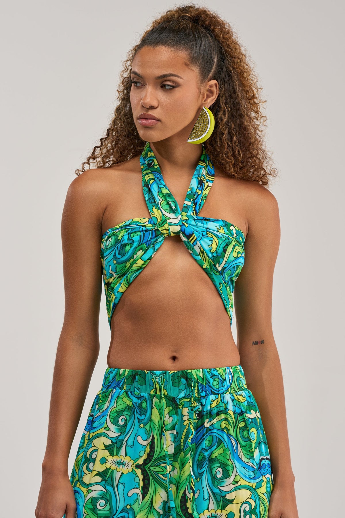 INTO THE GARDEN BRALETTE IN GREEN MULTI